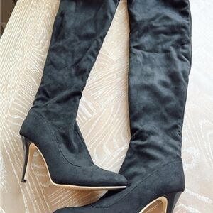 Elegant Black Vegan Faux Suede Women's Boots